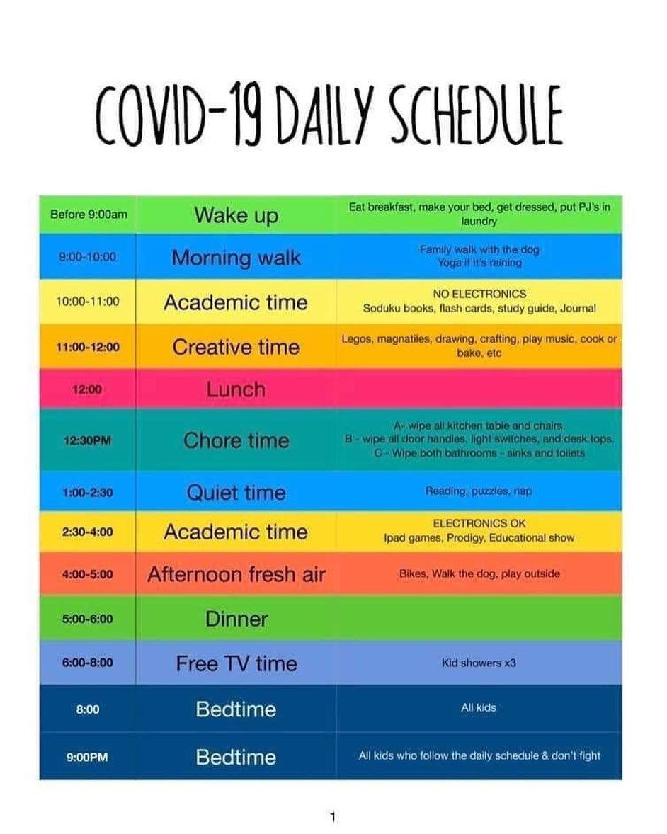 Daily schedule Daily schedule